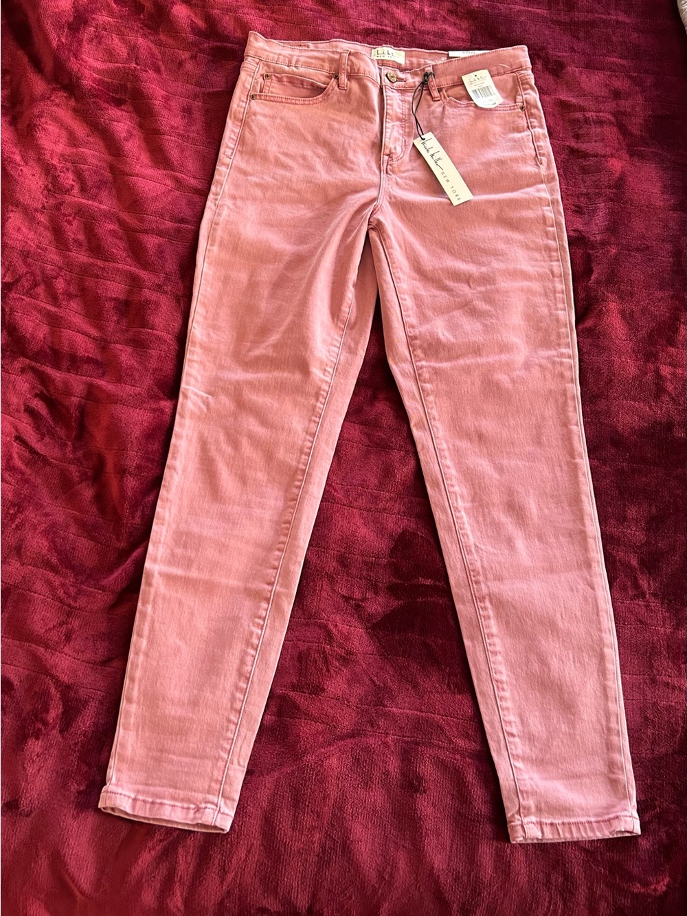 Nicole Miller SOHO rose/pink women’s skinny ankle high rise jeans, size 10